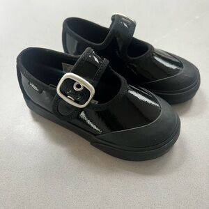 Vans Kids Shiny Black Mary Jane Shoes